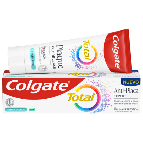 COLGATE Total expert Pasta de dientes de uso diario con espuma de precisión y acción anti-placa 75 ml.