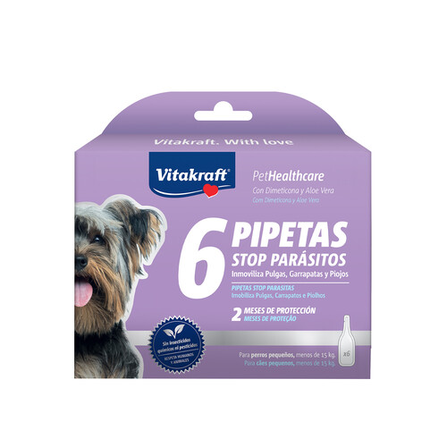 VITAKRAFT Pipetas stop parásitos, perros pequeños Talla S 6 uds.