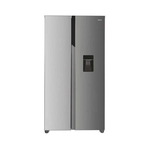 Frigorífico americano 177cm CANDY CHSBSO-6174XWD Inox NO FROST, clasificación energética: E, H: 177cm, A: 90cm, F: 60cm, dispensador agua, capacidad total: 518L.