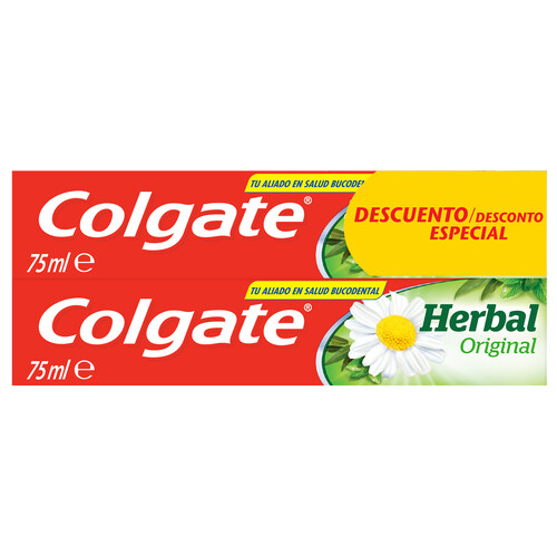 COLGATE Herbal original Pasta de dientes con flúor y extractos de plantas 2 x75 ml.