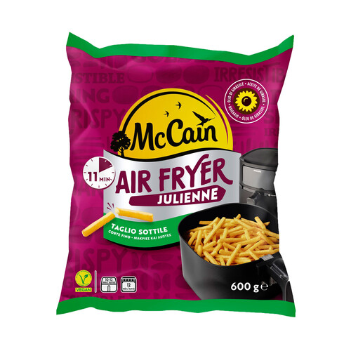 McCAIN Julienne Patatas con corte fino, prefritas y ultracongeladas, para hacer en freidora de aire (airfryer) 600 g.