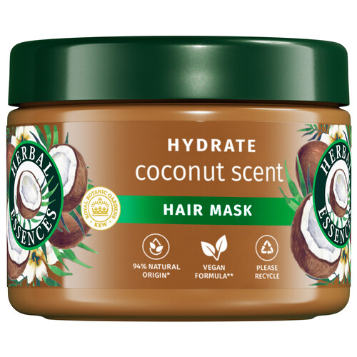 HERBAL ESSENCES Mascarilla hidrantate con aroma a coco, para cabellos muy secos 500 ml.