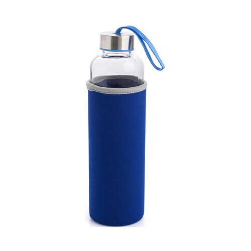 Botella rellenable 0,6 litros con funda de tela color azul, QUID.