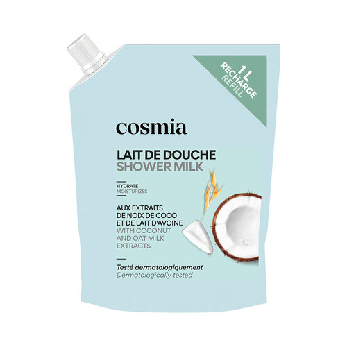 COSMIA Recambio de gel (leche de ducha) hidratante con extractos de coco y avena 1 l.