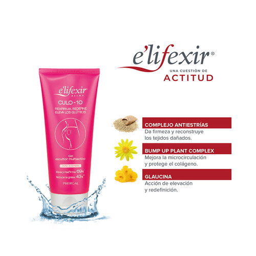 E'LIFEXIR Gel escultor y reafirmante multiactivo, espcial zona de gluteos E'LIFEXIR Culo-10 200 ml.