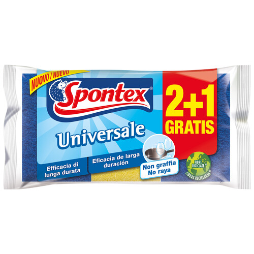SPONTEX Estropajos fibras con esponja, no raya SPONTEX UNIVERSALE 2 + 1 uds.
