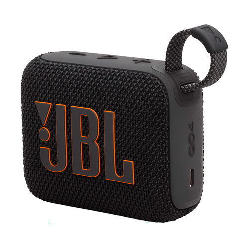 Mini altavoz JBL Go 4 por batería, color negro, potencia 4,2W.