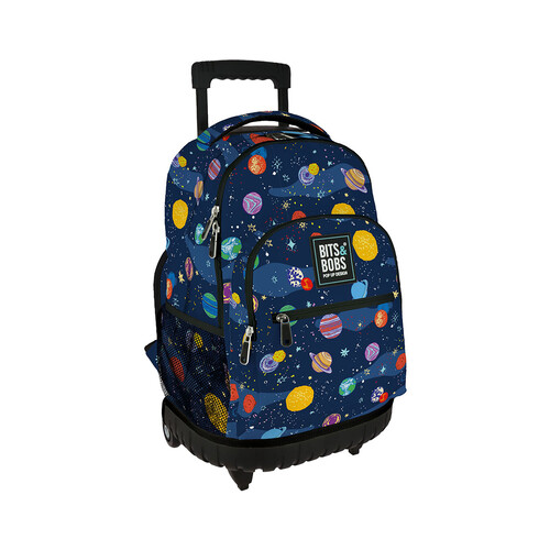 Mochila con ruedas trolley, varios compartimentos, color azul, GRAFOPLAS.