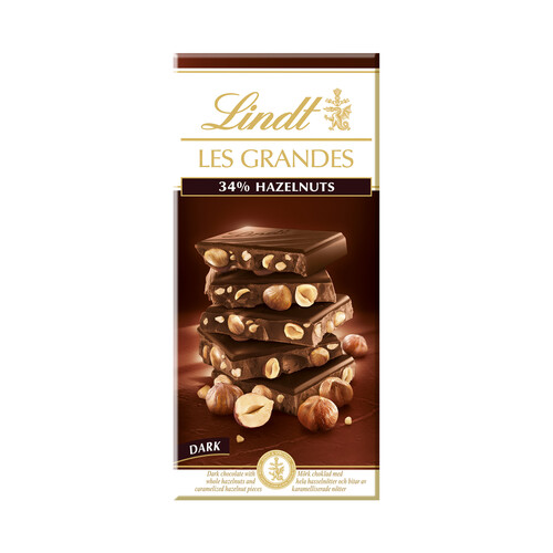 LINDT Les Grandes Tableta de chocolate negro con avellanas 150 g.