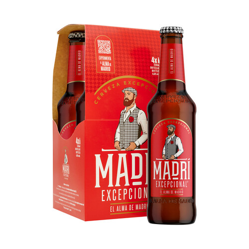 MADRI Cerveza excepcional lager botella pack 4 uds. 33cl.