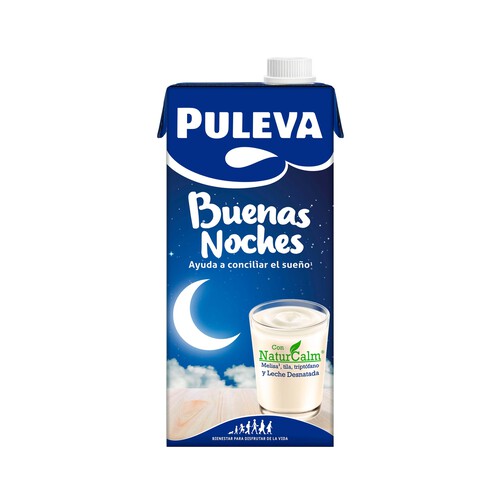 PULEVA Bebida láctea con extractos vegetales y triptófano, sin lactosa, Buenas Noches 1 l.