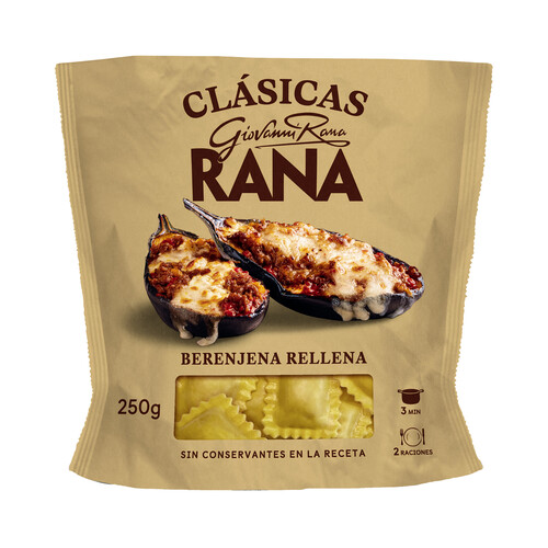 RANA Clásicas Raviolis de pasta fresca rellenos de berenjena rellena 250 g.