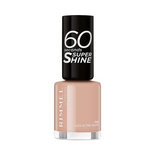 RIMMEL 60 seconds super shine tono 708 Kiss in the nude Esmalte de uñas de secado rápido.