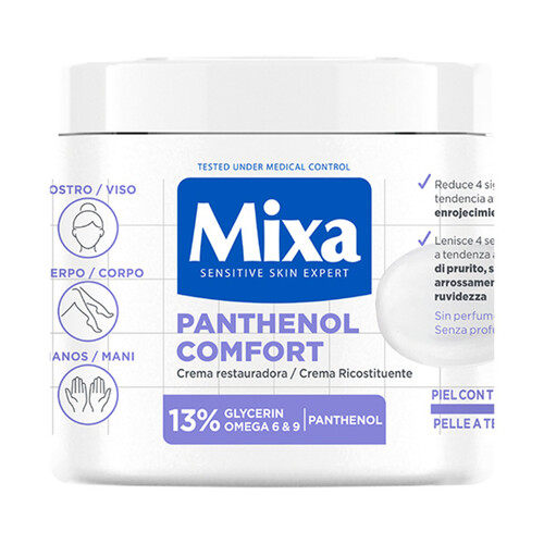 MIXA Panthenol comfort Crema corporal restauradora, para pieles con tendencia atópica 400 ml.