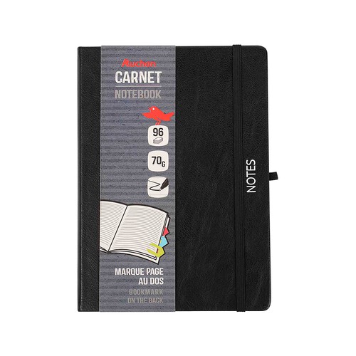 Cuaderno A5 70G 96H Tapa Negra Hojas 1 Raya Papel FSC PRODUCTO ALCAMPO