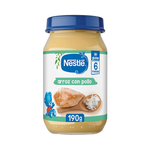 NESTLÉ Tarrito con textura fina de pollo con arroz, a partir de 6 meses 190 g.