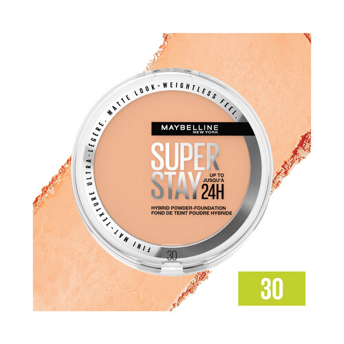 MAYBELLINE  Super stay híbrido tono 30 Base de maquillaje en polvo de alta cobertura, acabado mate.