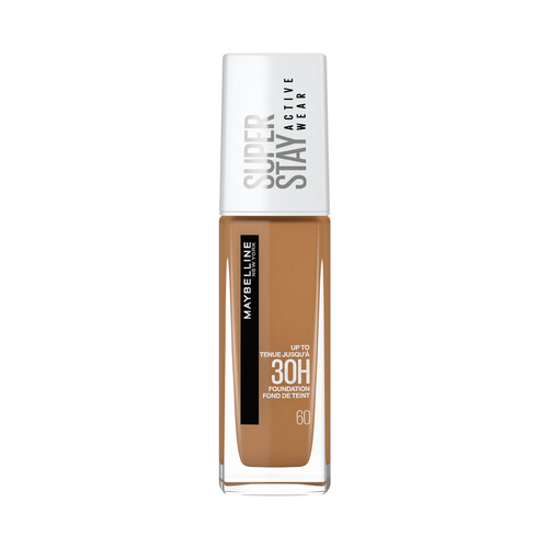 MAYBELLINE Super stay active wear Tono 60 Caramel Base de maquillaje con acabado mate de larga duración.