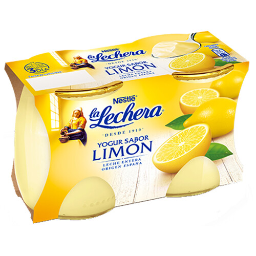 LA LECHERA Yogur cremoso con sabor a limón elaborado con leche entera de origen España de Nestlé 2 x 125 g.