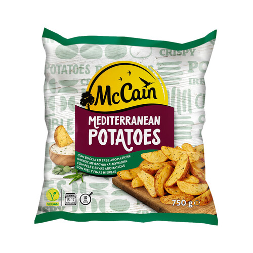 McCAIN Patatas cortadas en gajos con piel y finas hierbas, prefritas y congeladas McCAIN Mediterranean 750 g.