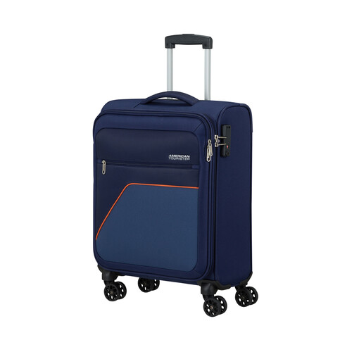 Maleta mediana tipo trolley Sky Surfer de 55cm, 8 ruedas, color azul oscuro, AMERICAN TOURISTER.