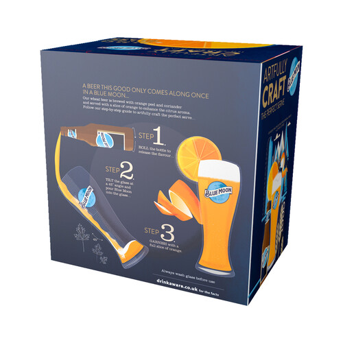 BLUE MOON Pack cervezas belgian white 4 uds. x 33 cl + Vaso de regalo