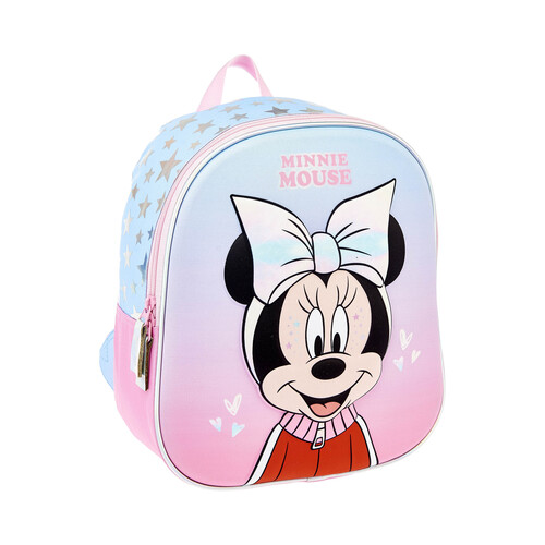 Mochila 3D, MINNIE, color rosa y azul, ALCAMPO.