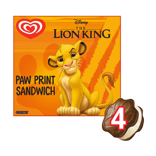 DISNEY Rey León de Frigo Sandwich relleno de vainilla con galletas al cacao 4 x 60 ml.