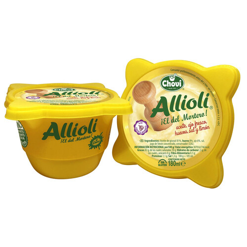 CHOVI Salsa Allioli tradicional (aceite, ajo fresco, huevos, sal y limón) CHOVI 180 ml.