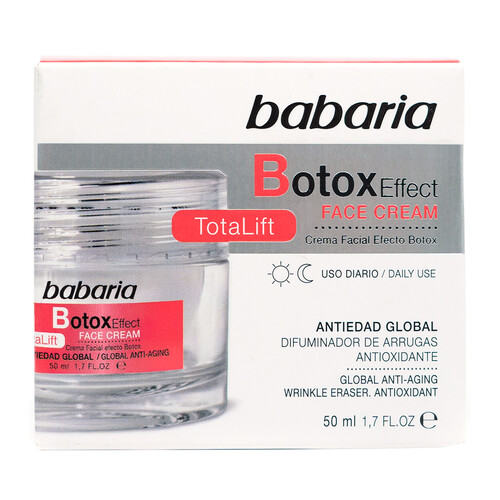BABARIA Botox effect Crema de uso diario antiedad para pieles maduras 50 ml.