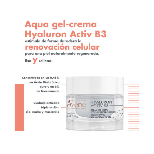 THERMALE AVÉNE Hyaluron active B3 Crema textura gel con acción regeneradora 50 ml.