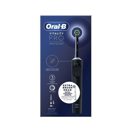 Cepillo de dientes eléctrico Braun ORAL-B Vitality Pro, sensor de presión, temporizador, incluye 1 recambio.