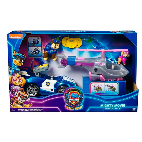 PATRULLA CANINA Mighty Movie pack de 2 vehículos con figuras.