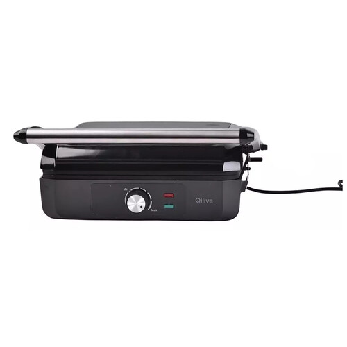 Grill QILIVE Q5314, 2200W, temperatura regulable, placas antiadherentes 29 x 24 cm, bandeja recogegrasas.