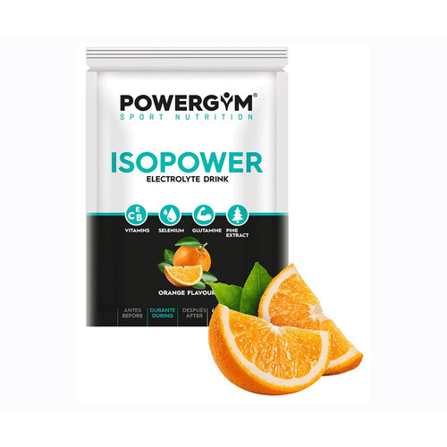 POWERGYM Isopower Suplemento deportivo en sobres, con sabor a naranja 40 g. 