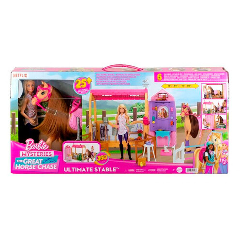 Set de muñeca BARBIE con caballo y establo, +3 años.