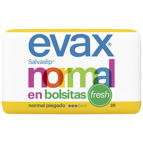 EVAX Protegeslips normal, perfumados, plegados y en bolsitas individuales EVAX Fresh 28 uds.