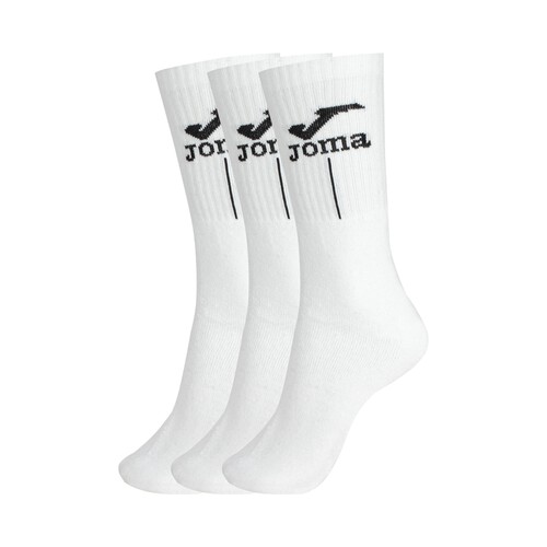 Pack de 3 pares de calcetines deportivos de rizo JOMA, color blanco, talla 43/46.