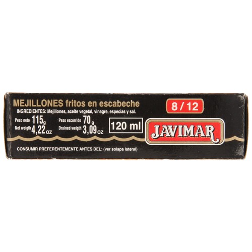 JAVIMAR Mejillones en escabeche lata de 70 g.