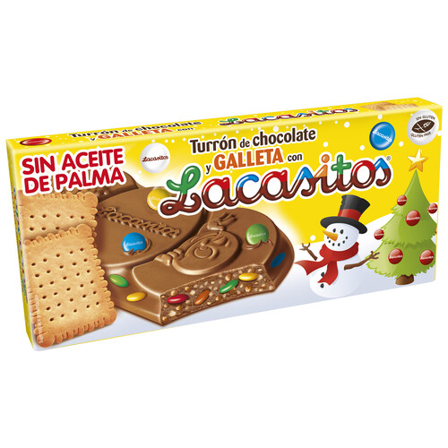 LACASITOS Turrón de chocolate y galleta con lacasitos 215 g.