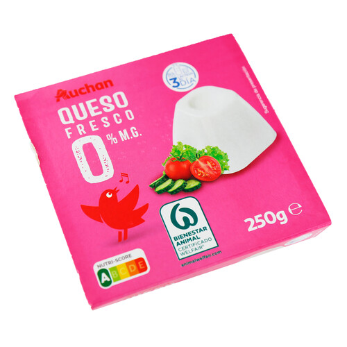 AUCHAN Queso fresco con calcio tarrina de 62,5 g. pack de 4 uds. Producto Alcampo