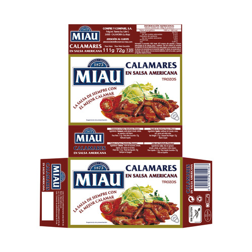 MIAU Calamares en salsa americana 72 g.