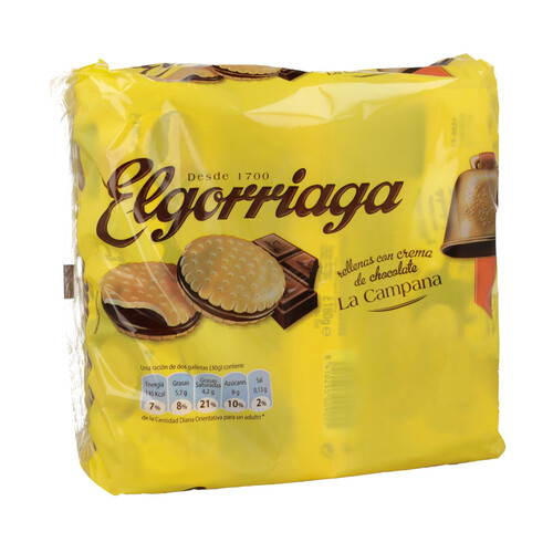 ELGORRIAGA Galletas rellenas de chocolate 4 uds. 300 g.