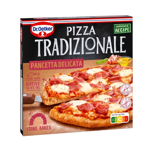 DR. OETKER Pizza de tomate, panceta y queso, horneada sobre piedra Tradizionale