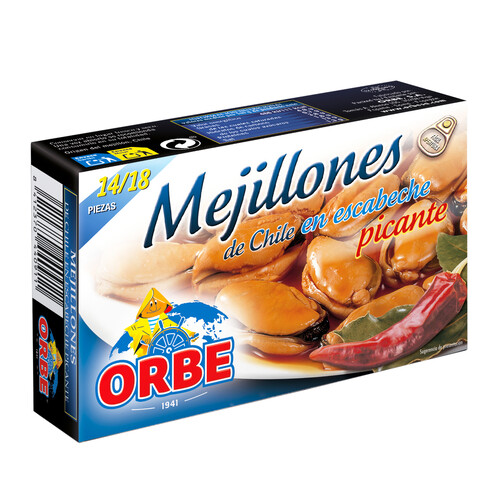 ORBE mejillones en escabeche picante 14/18 piezas 69 g.