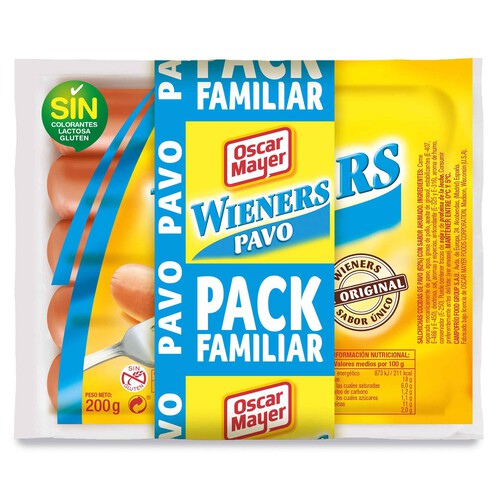 OSCAR MAYER Salchichas cocidas de pavo con sabor ahumado, tipo Wieners OSCAR MAYER 3 x 200 g.