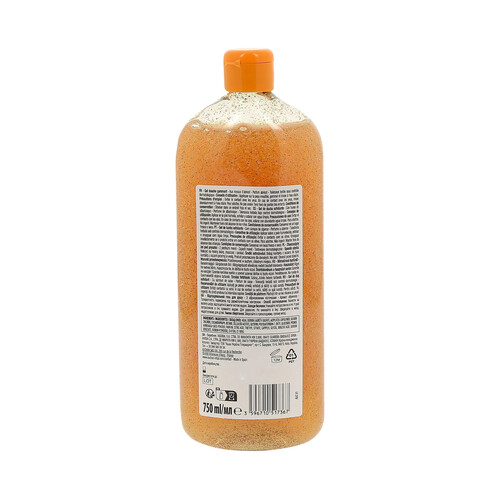 COSMIA Gel para baño o ducha exfoliante, con hueso y perfume de albaricoque 750 ml.