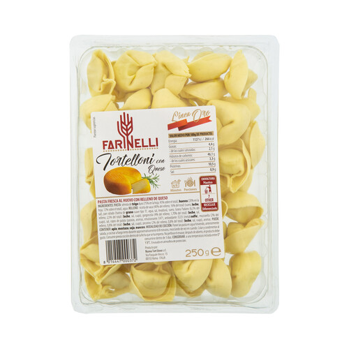 FARINELLI Linea oro Tortelloni de pasta fresca al huevo rellenos con queso 250 g.