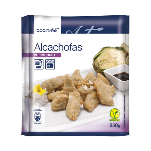 COCINARTE Trocitos de alcachofa envueltos en una capa de tempura ligera y crujiente  250 g.