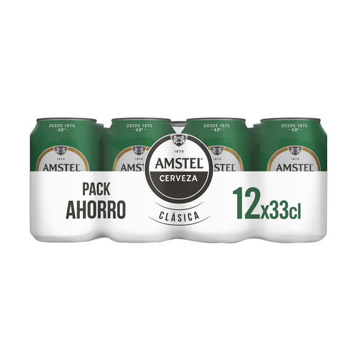 AMSTEL CLÁSICA Cervezas pack de 12 latas de 33 cl.
